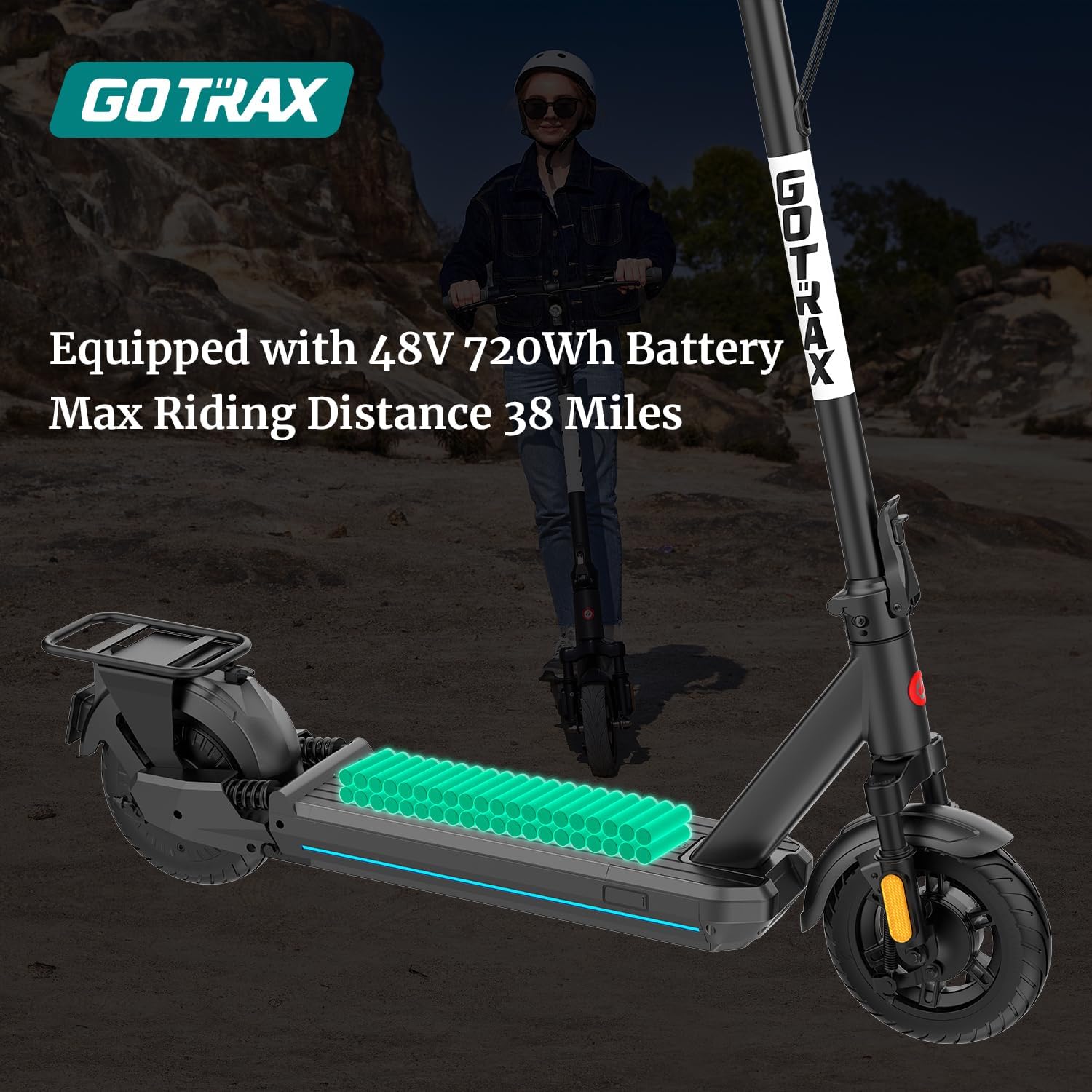 Gotrax Eclipse Ultra 48V Battery Max Distance 38 Miles