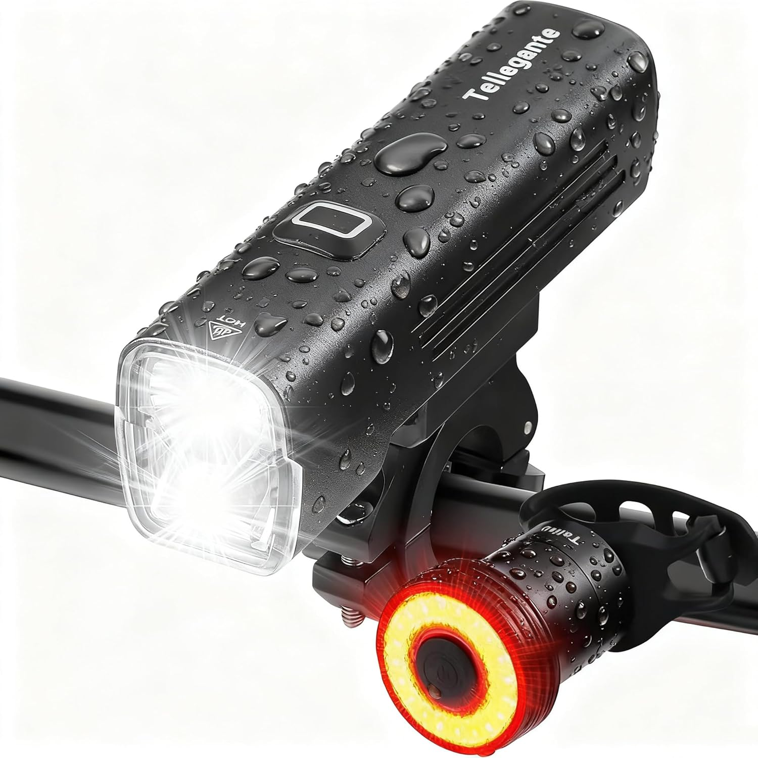 Tellegante Super Bright Bike Lights for High Beam Low Beam 6000mAh, Smart Brake Bike Taillight