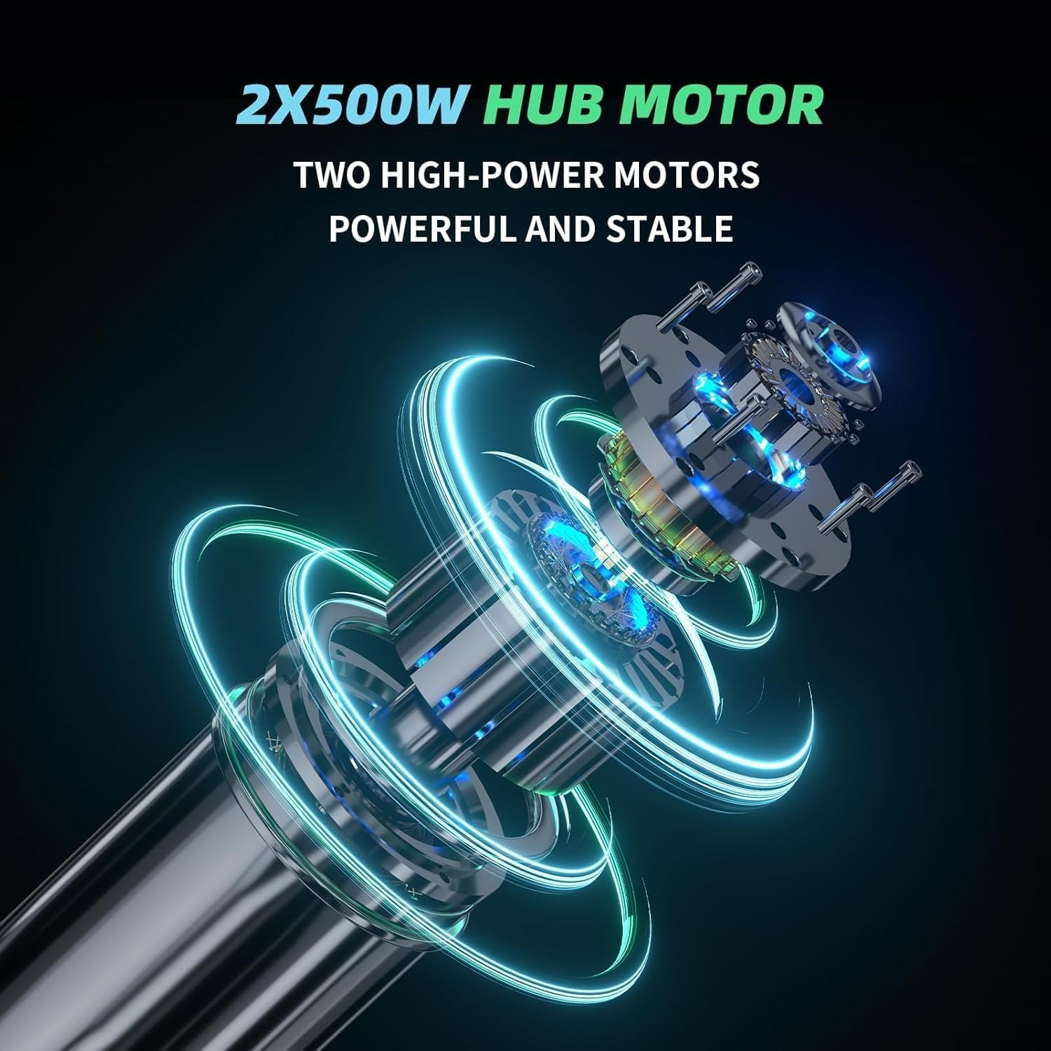 DNASKATE V20 Electric Skateboard, 2X500W Hub Motor, two high-power motors that are powerful and stable.
